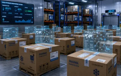 Pharmaceutical cold chain journey with real-time temperature monitoring